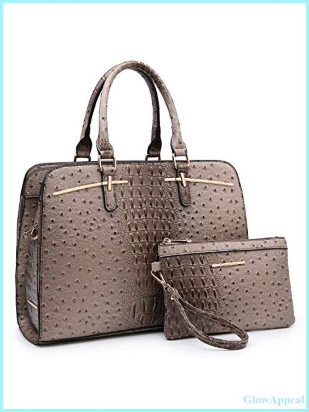 Vegan Leather Satchel Tote Shoulder Bag Set with Wallet